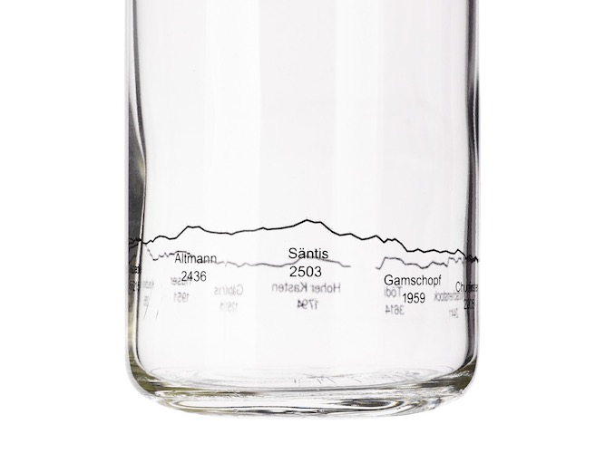 Umlaufend bedruckt mit der Alpensilhouette von Friedrichshafen aus gesehen.